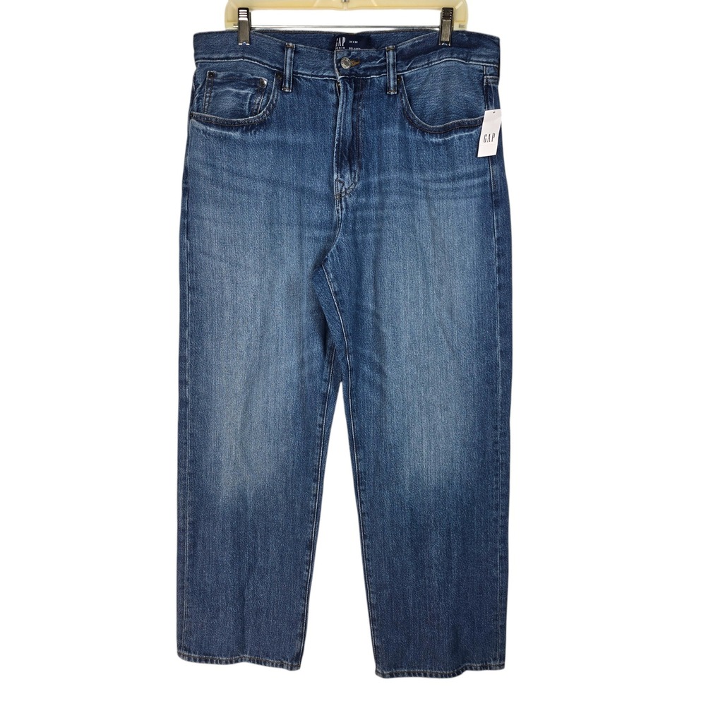GAP Denim Relaxed Fit Jeans Mens 34x30 Blue Medium Wash Cotton Lyocell‎ New